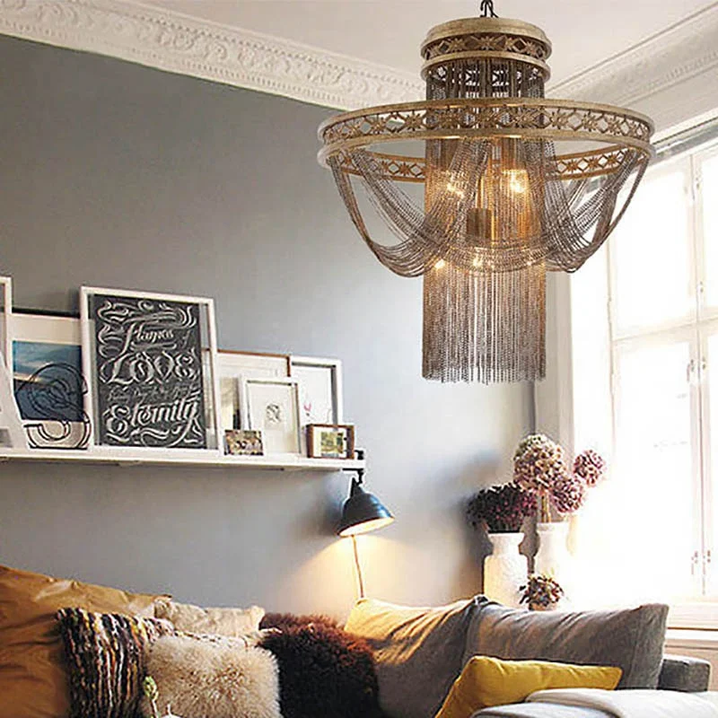 New design french empire iron chain chandelier 8-lights decorative lighting interior pendant lamp