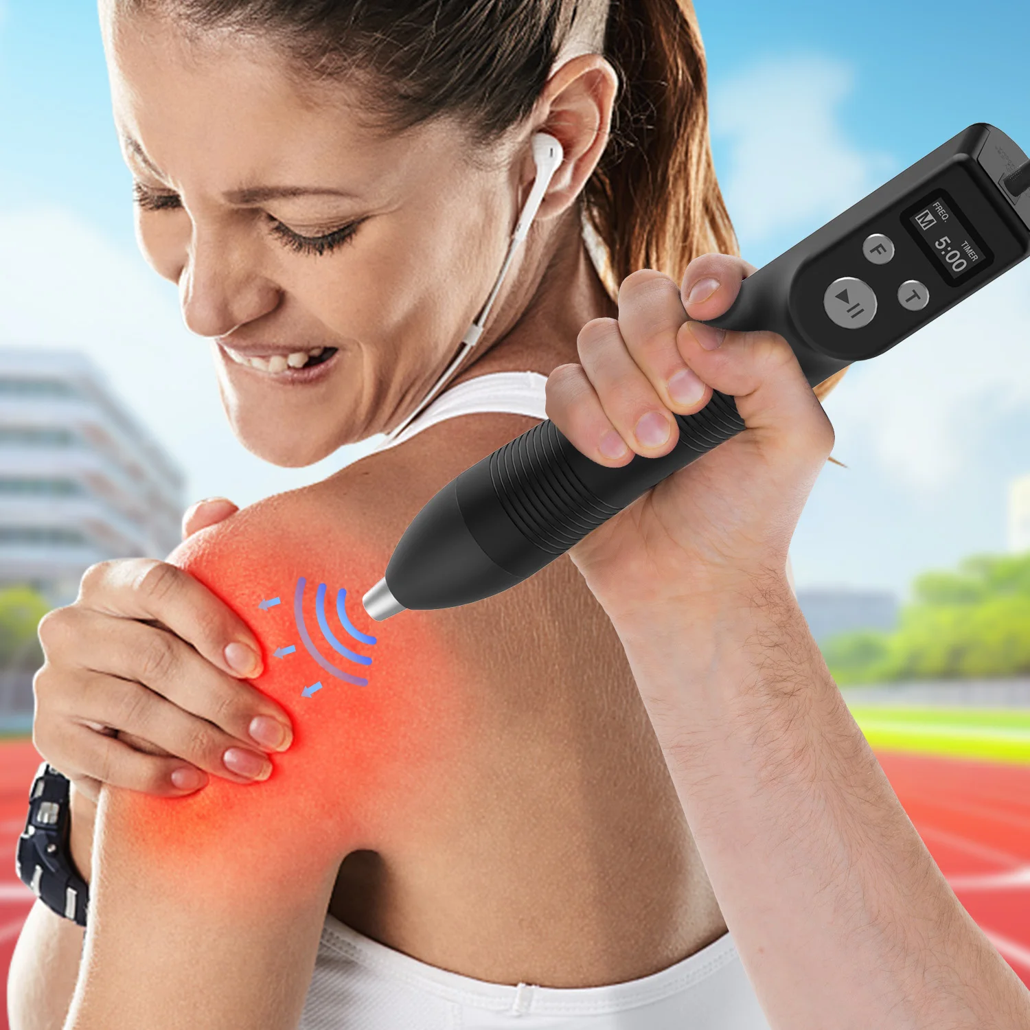 Suyzeko Handheld Shock Wave Therapy Device Professional ESWT Focused Shock Wave Pain Relief Physical Therapy Device