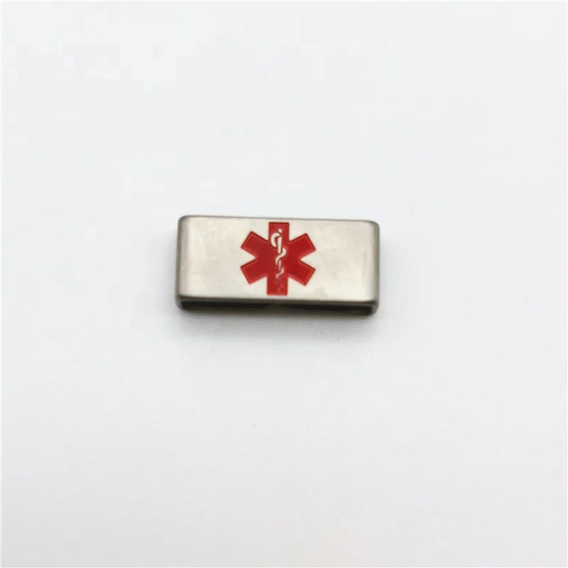 8x18mm Silver blank metal tag stainless steel Custom logo medical plate for medical id wristband