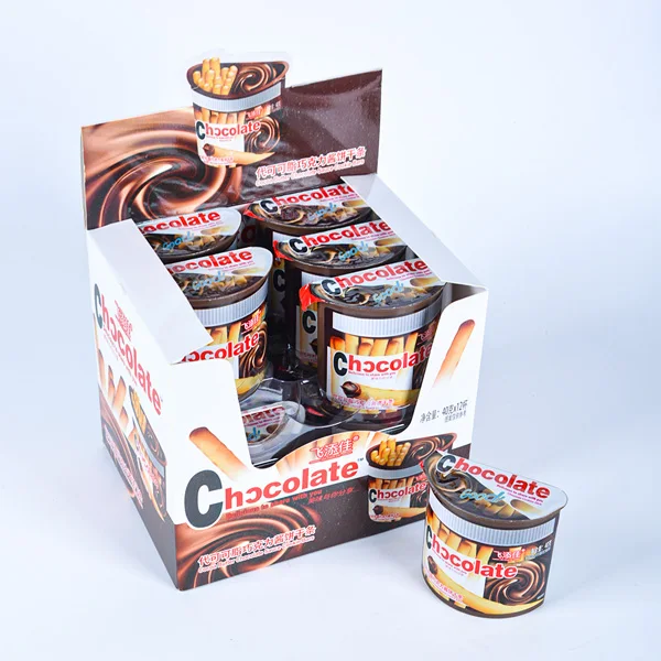 Wholesale Custom Milk Cream Jam Coated Chocolate Cookies Stick