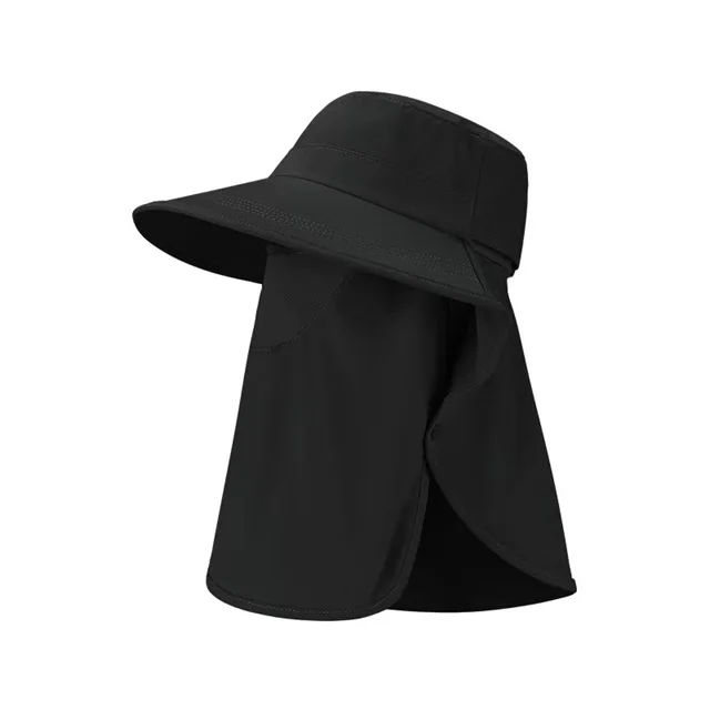 Wholesale Foldable Outdoor Sun Protection Hat Face Neck cover Fishing Hat Sunscreen Bucket Cap With Flaps fisherman hat