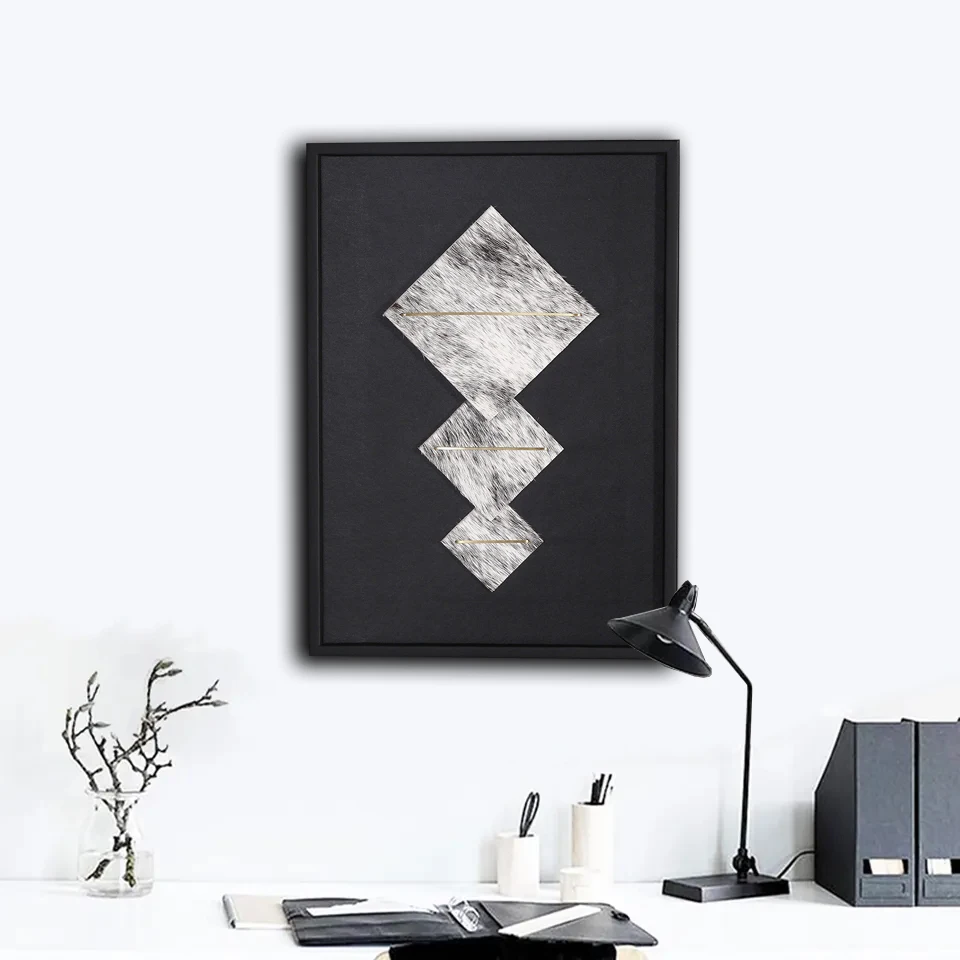 M3-405Custom Your Own Designs Decor 3D Wall Art Frame Fashion Black and white horse hair Hanging Pictures For Living Room