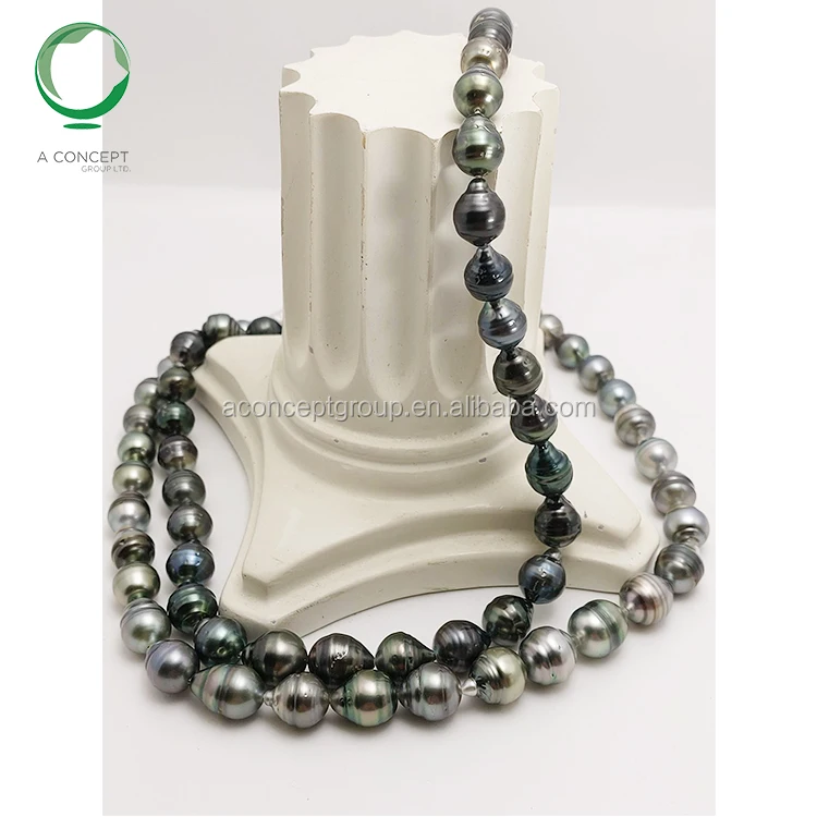 High Quality 40cm Good Luster Very Nice Colour Tahitian Pearl 8-11mm Circlestrand, tahitian black pearl