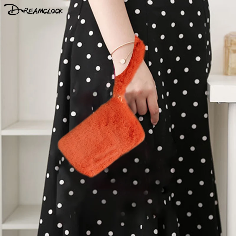 Amazon hot selling Luxury girls cute wallet plush mobile phone bag clutch bag