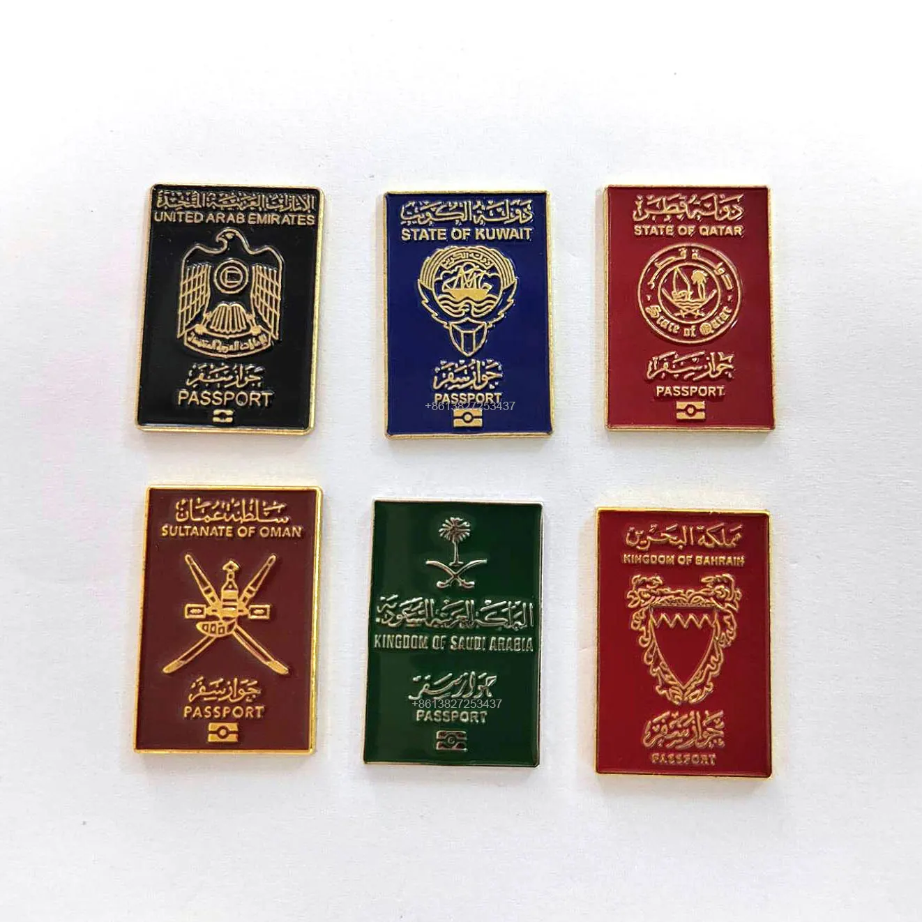 UAE Saudi Arabia Qatar Kuwait Oman Bahrain Passport Metal Magnetic Badge Mobile Phone Sticker Wholesale