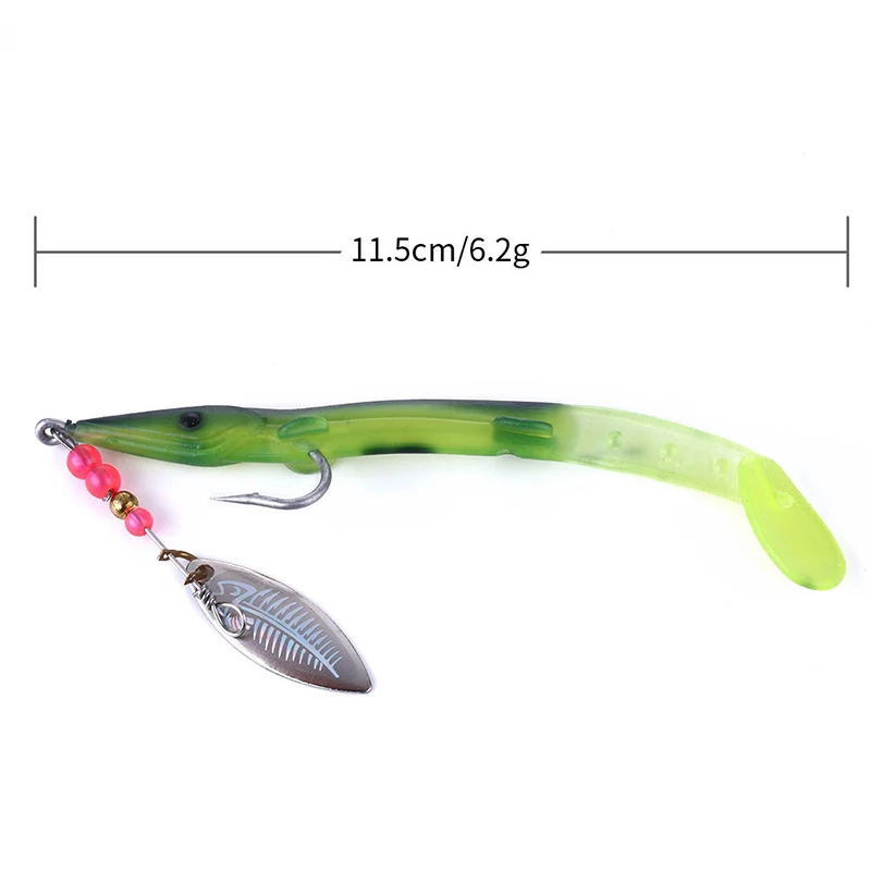 WEIHE 11.5cm 6.2g artificial soft fishing lure pvc fishing bait with hook and spoon