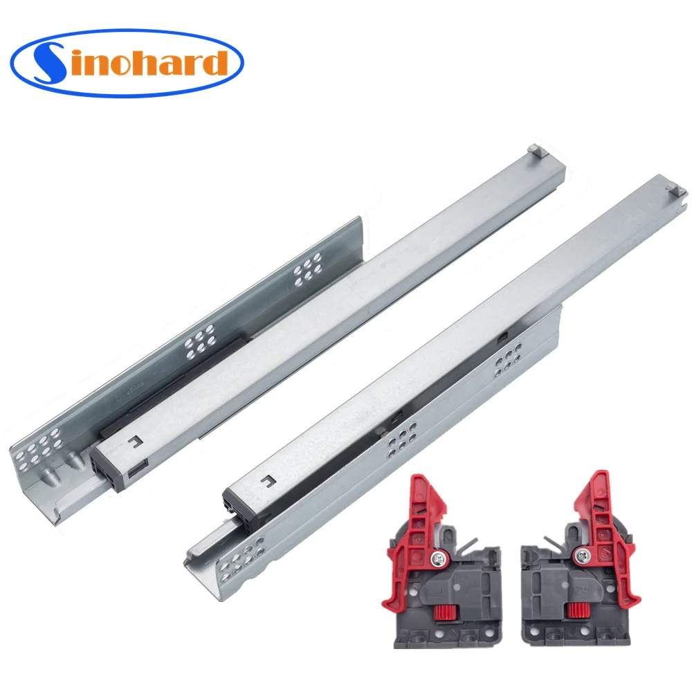 SINOHARD European Type Triple Extension Steel Ball Bearing Guides Under-mount Drawer Slide