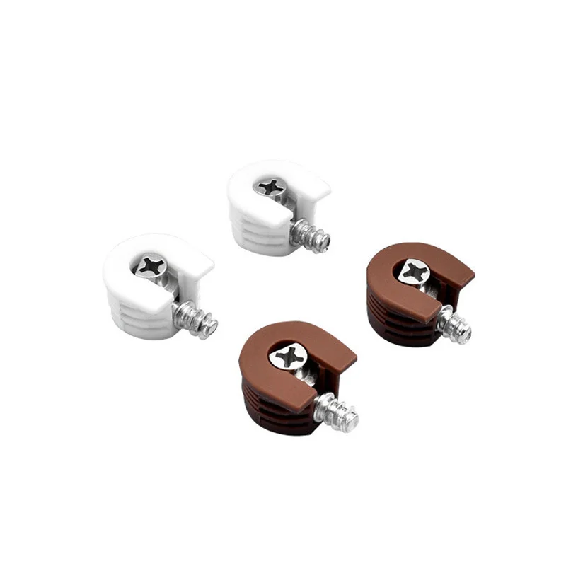Shelf Support Holder Pin Peg With Screws U Shape Furniture Connecting Fitting White Thickened Three-in-One Plate Support