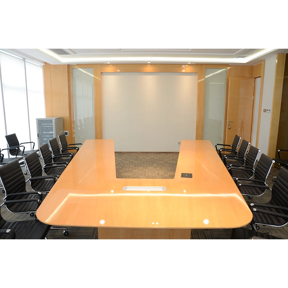 V shape modern style high quality customized factory price OEM green certification veneer finished meeting desk conference table