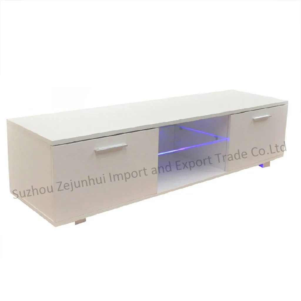 Современный высокий Глянцевый светодиодный ТВ-стенд, деревянный ТВ-шкаф со светодиодной подсветкой и ящиком для хранения