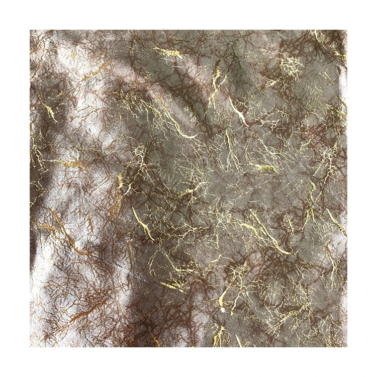 Factory 100% Polyester cloth italian upholstery Super gold Foil wax Prints Burnout velvet Gold Print fabric
