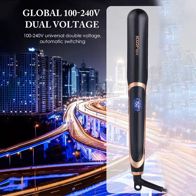 Flat Iron for Hair Ceramic Tourmaline 2 Inch Wide Infrared Hair Straightener with Digital Temperature