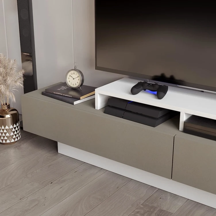 Living Room Furniture Modern European Shelf Television Stand Grey Entertainment Center Tv Cabinet with wall hanging shelf