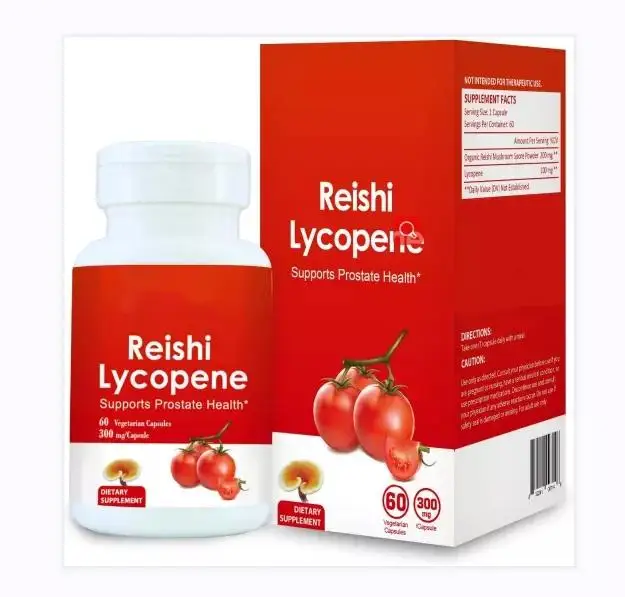 Private label Reishi Mushroom Lycopene Vegan Capsules healthcare supplement Prostate and Heart Health Support
