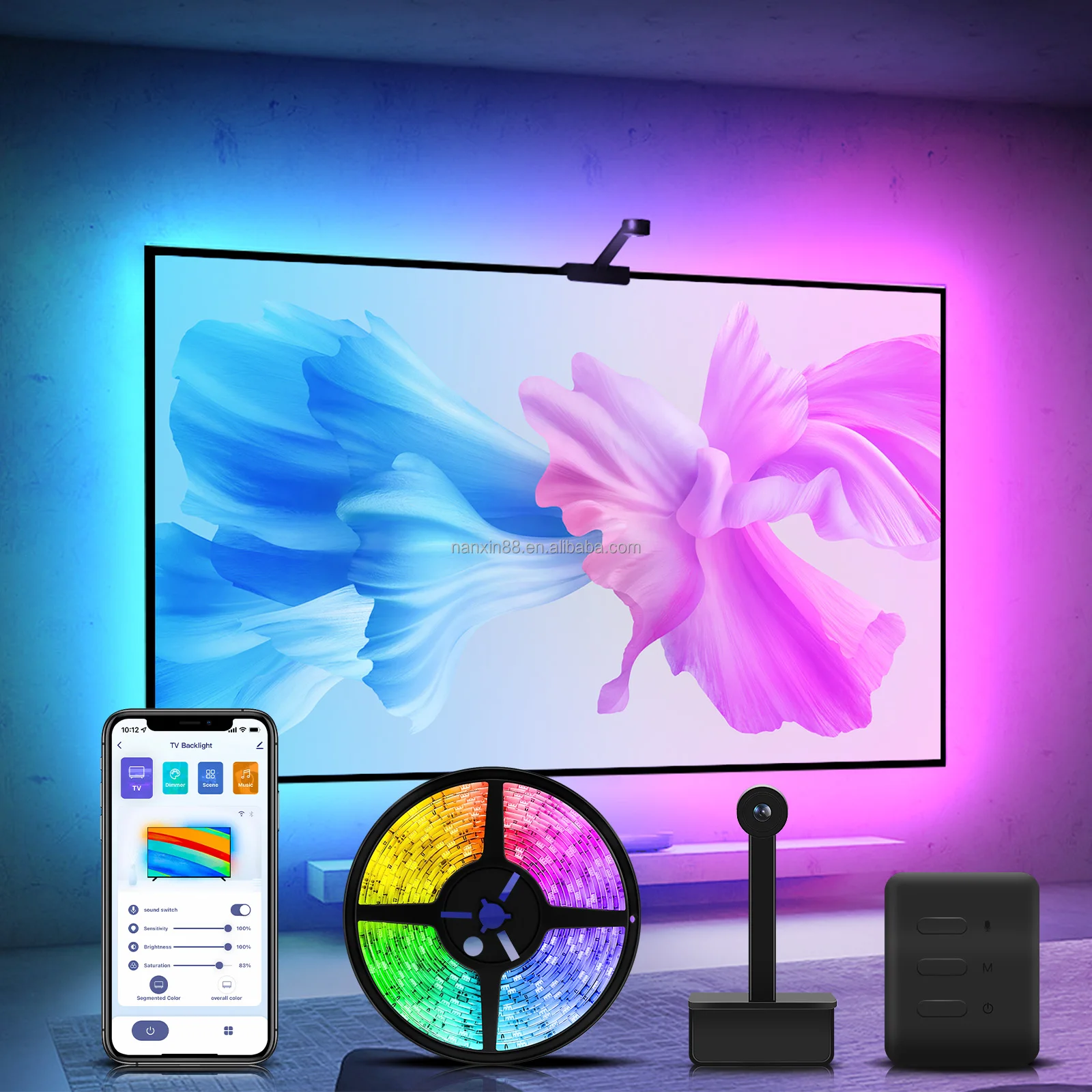 Nanxin K88 Wifi Rgbic Led TV Backlight with Camera Smart Ambient Light Sync with TV Immersion Led Strip