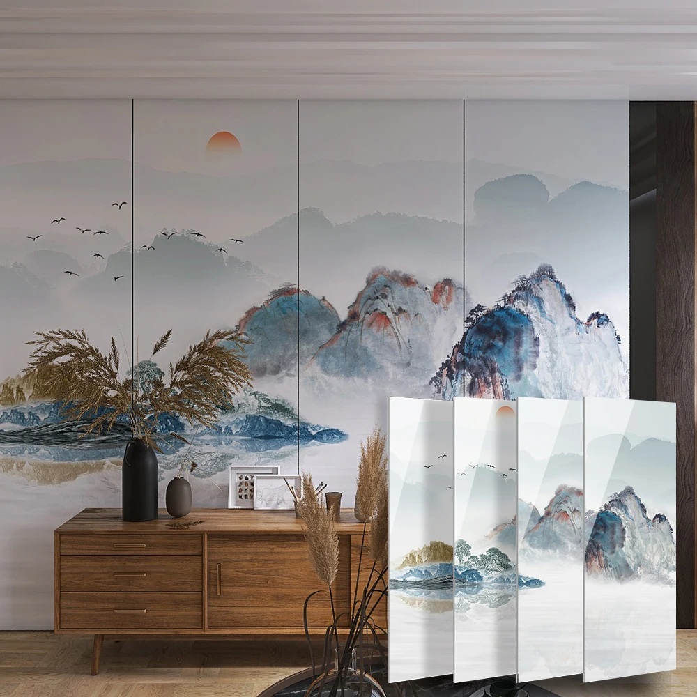Chinese Landscape Ink Painting Colorful Painting Spectacular Mountain Pattern Wall Tv Background Sintered Stone 800*2600mm