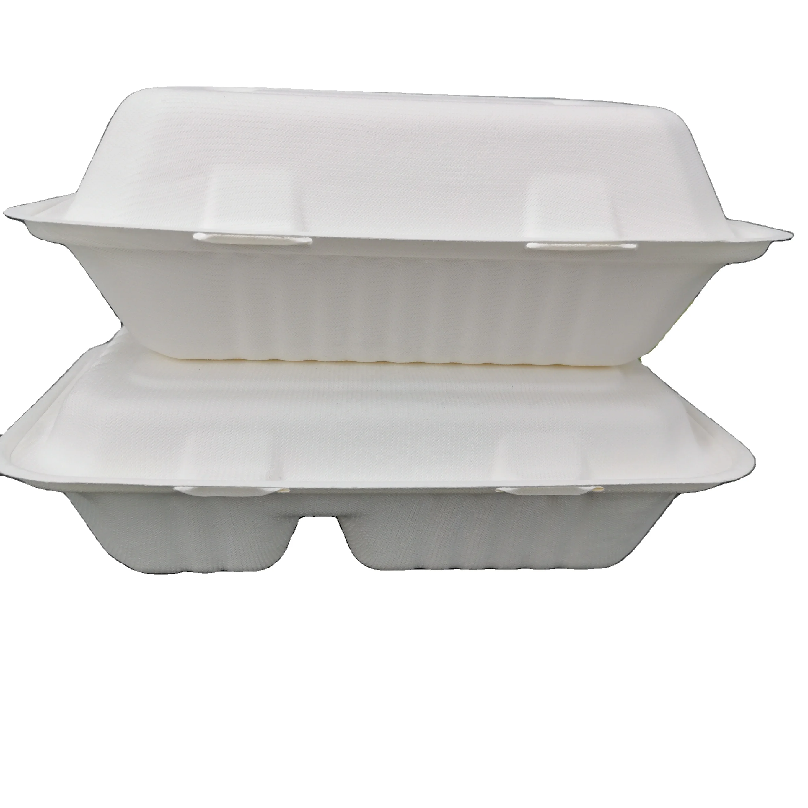 Biodegradable sugarcane clamshell box disposable dinnerware sets  take away food  container lunch box
