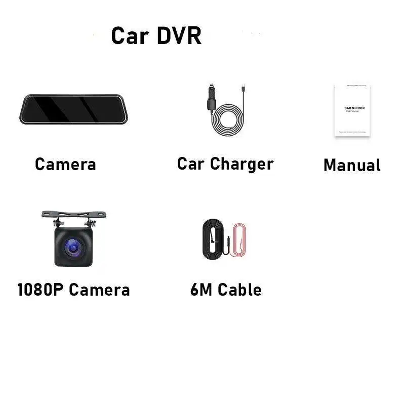 10 Inch HD 1080P Touch Screen Stream Media Car Dvr Dash Cam Dual Lens Rear View Mirror Auto Dashcam Video Recorder Dash Camera