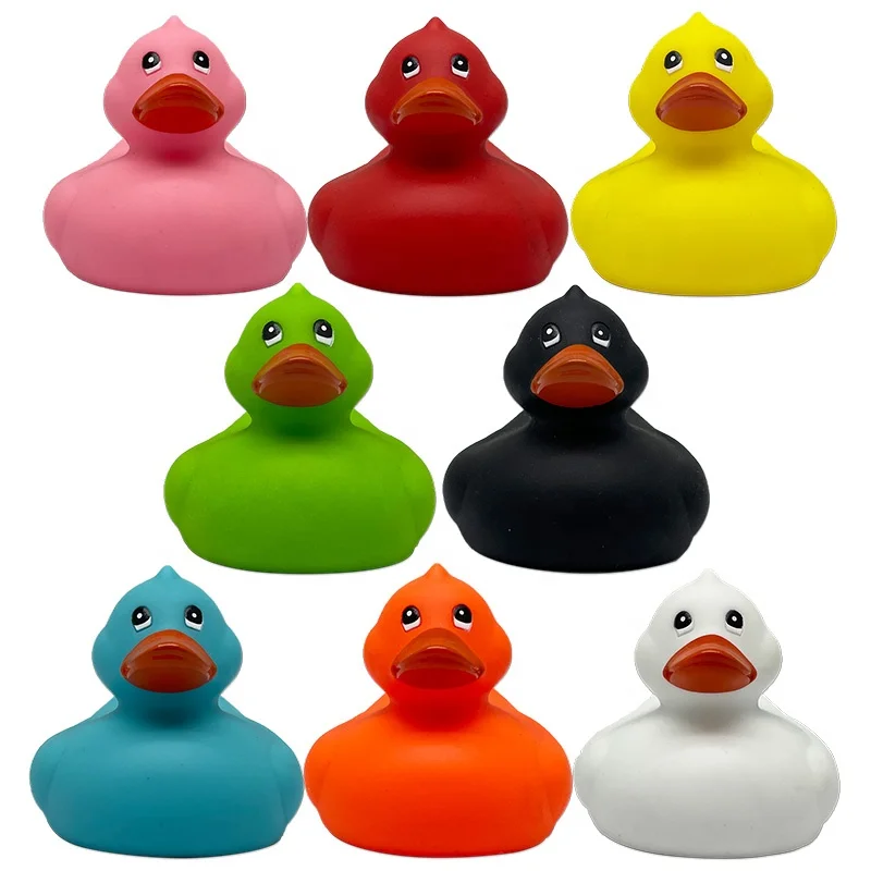 Wholesale Bulk Plastic 8 Types Custom Logo Plain 2 inch 5cm PVC Purple Pink Yellow Bathtub Squeaky Bath Duck Toys Rubber Duck