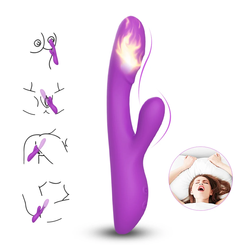 Luxury c-spot massage g-spot heating dildo rabbit silicone vibrator sex toy