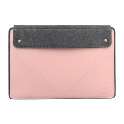 Wessleco Waterproof Notebook Blank Laptop Bag Case Sleeve Custom 13.3 14 inch PU Leather Felt Lining Laptop Sleeve Bag