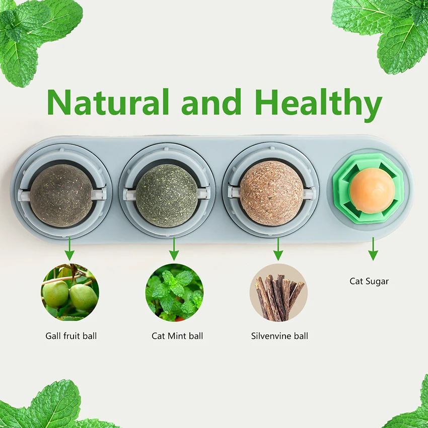 Rotatable Licking Cat Mint Toys Natural and Healthy Cat Chew Mint Ball Pet Catnip Ball Toy