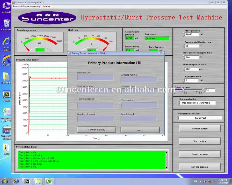 Hydrostatic Burst Test Stand Internal Bursting Pressure Test Equipment