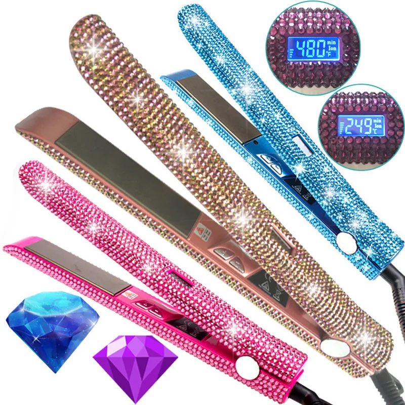 Bling Diamond Straighteners Custom Straighten Manufacturer Flat Iron Nano Titanium Hair Straightener