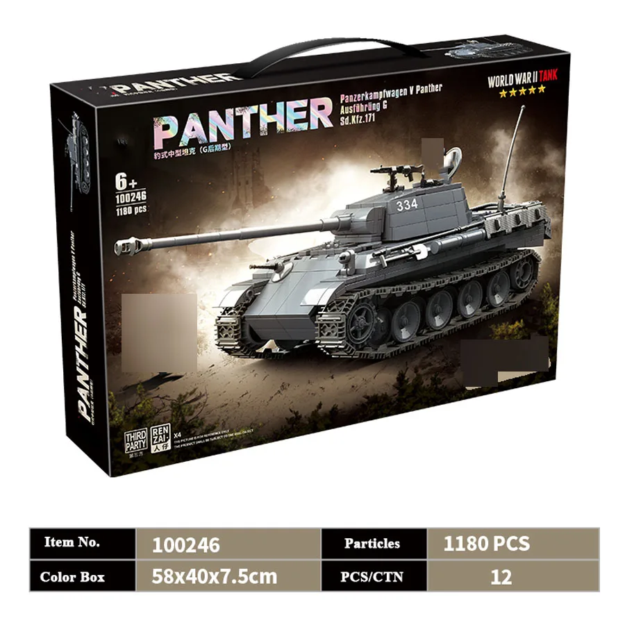 War Model Toy Weapon Soldier Armored Vehicles Bricks Educational WW2 Army Military Leopard Tank Building Block Set for Kids