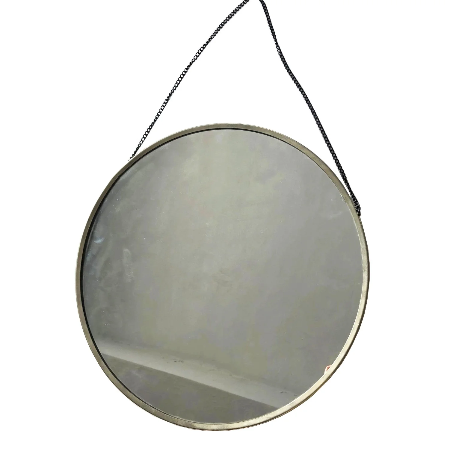 decorative bathroom round mirror custom gold white black metal frame mirror hanging wall framed mirror with metal chain
