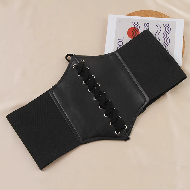 Stretch elastic waist trainer embellished with dress suit jacket wide waist cinched waist