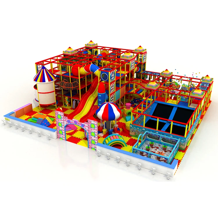 Commercial entertainment kids soft indoor playground equipment with trampoline