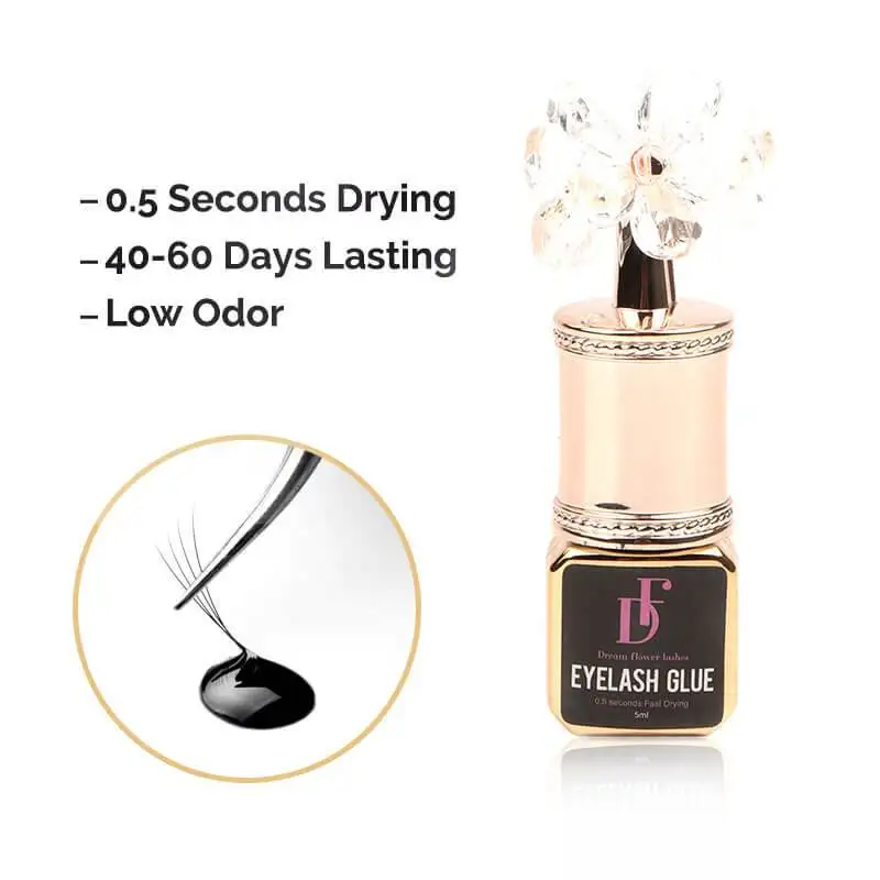 Private Label Eyelash Extension Glue Low Humidity Fast Dry Eye Lash Adhesive 0.5 s fast drying time flower glue cap