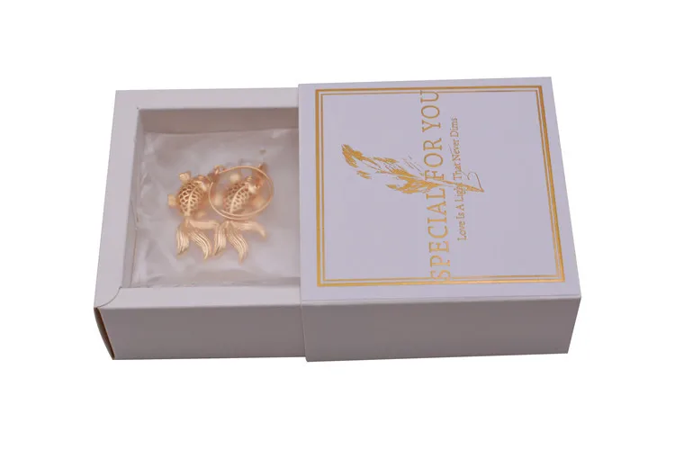 Wholesale Custom White Drawer Design Gold Foil Logo Kraft Paper Jewelry Ring Necklace Bracelet Packaging Box