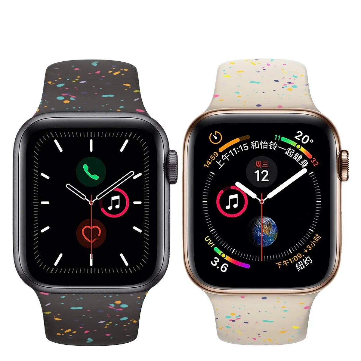 Браслет с цветными частицами для IWatch Series 9 8 7 6 5 SE 4 3 Силиконовый ремешок Apple Watch Ultra 2 49 мм 42 45 44 41