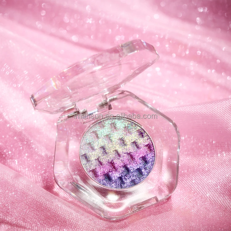 New Arrive Duo-chrome Chameleon Woven Grid Pattern Eyeshadow Vegan Glitter Cosmetics For Eyes Private Label Acceptable