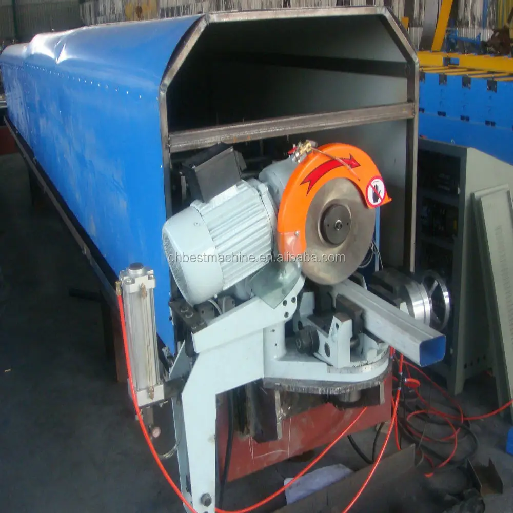 PLC Control Flying Saw Cutting Square Down Pipe Profile Roll Forming Machine
