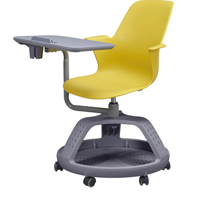 meeting plastic training chair with writing board classroom student chair with wheels school office furniture