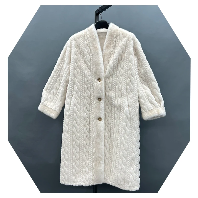 Janefur Wholesale Faux Fur Coat Ladies Vintage Coat Mink Fur Dairy Winter Plush Button Coat