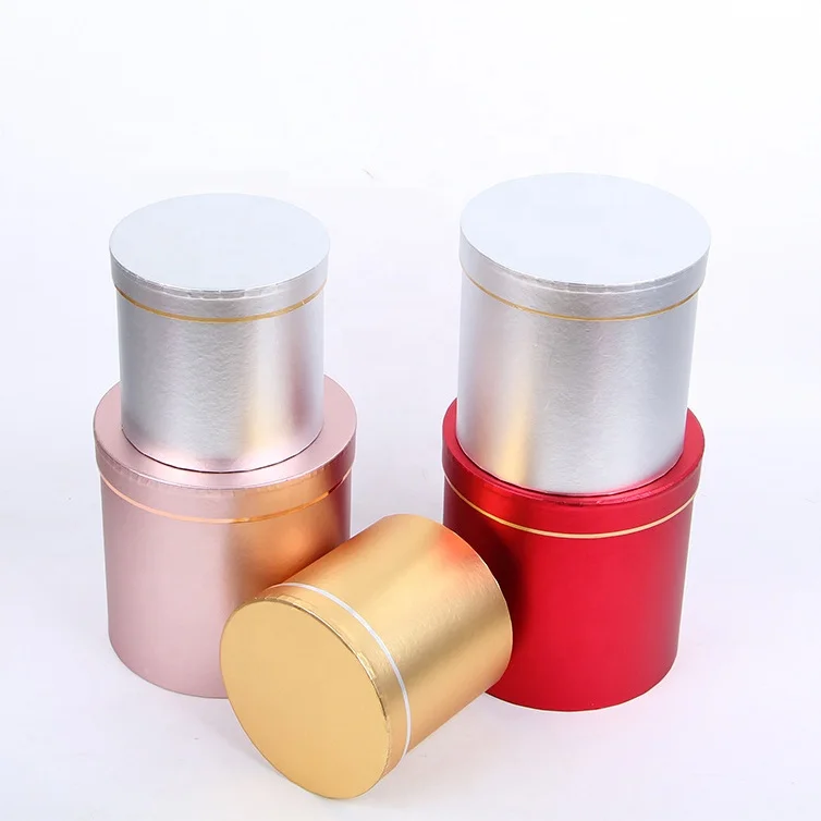 Custom gold foil cardboard round tube box Wholesale cheap paper cylinder flower boxes