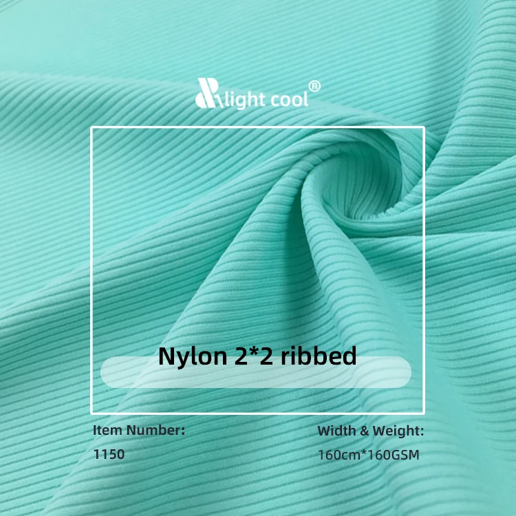 No1150 ribbed 80% nylon 20% spandex 4 way stretch 2*2 knit rib stripe yoga fabric for sports wear
