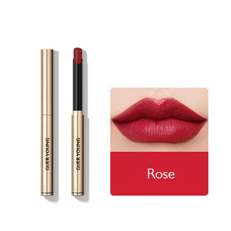 new high quality private label lipstick vegan custom logo gold thin tube lipstick