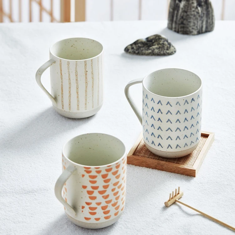 
Hot Sale China White Stoneware Coffee Mugs Nordic Japanese Ceramic Cup with Handle as Gift 