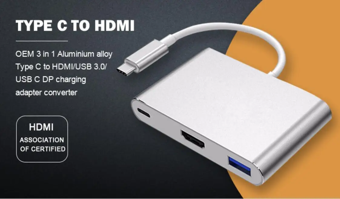 Usb C hub to 4K 1080p USB3.0 and 3 in 1 Adapter type c hub