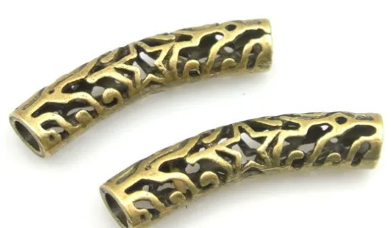 Hollow Filigree Metal Alloy bar Spacer Beads for Bracelets Necklace Big Hole Metal bar Leather Jewelry Accessories Hot bar Beads