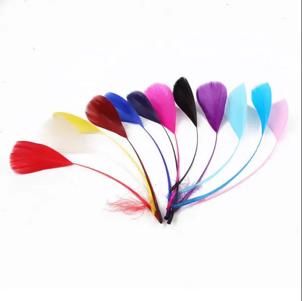 High quality Bleached and Dyed colorful handmade Goose stripped Feathers for carnival costume