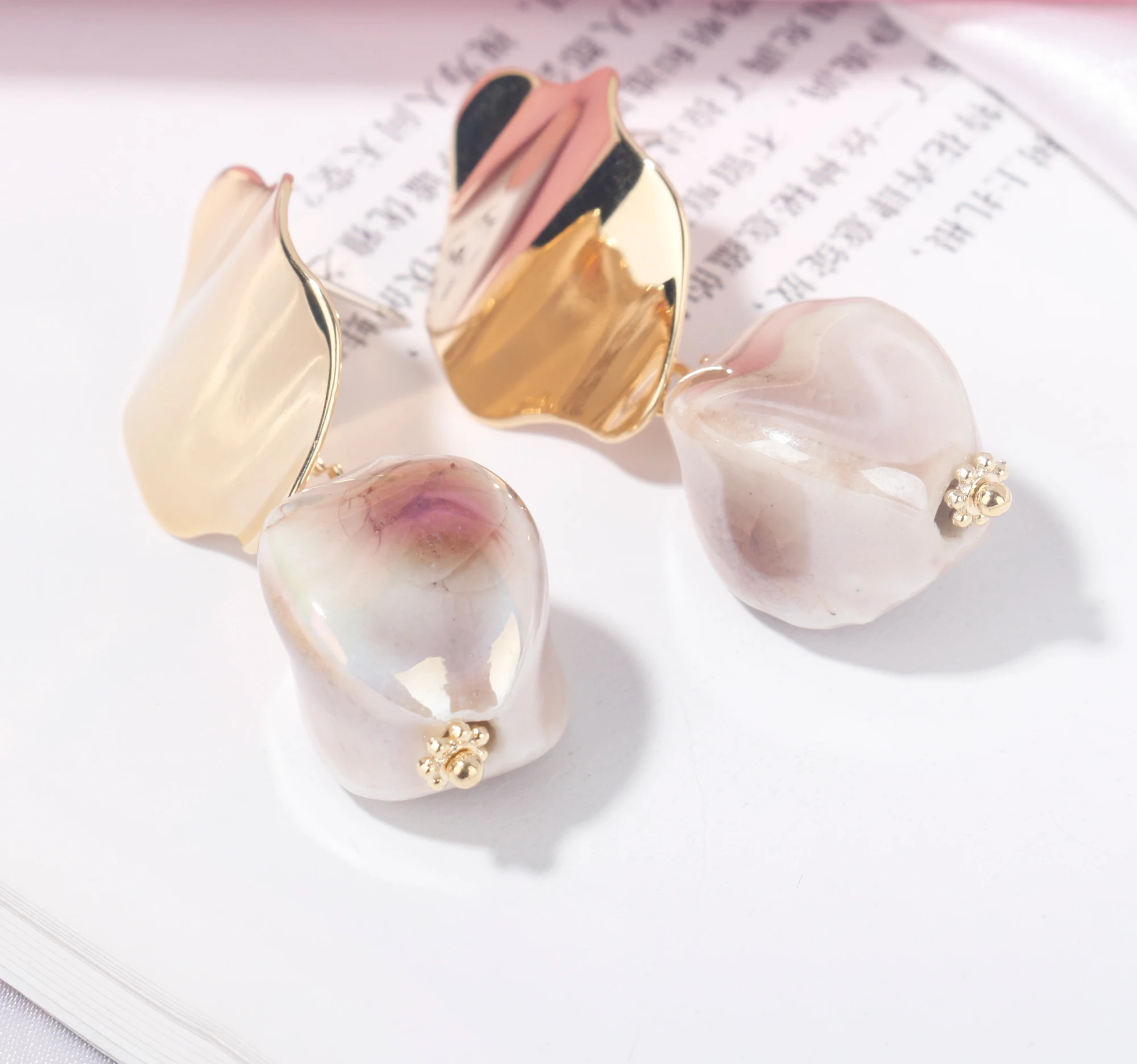 CTWSWU Elegant Irregular Amber Mermaid Tears Drop Stud Earrings 925 Silver Jewelry Gold Plated Hoop Earrings women For Gifts