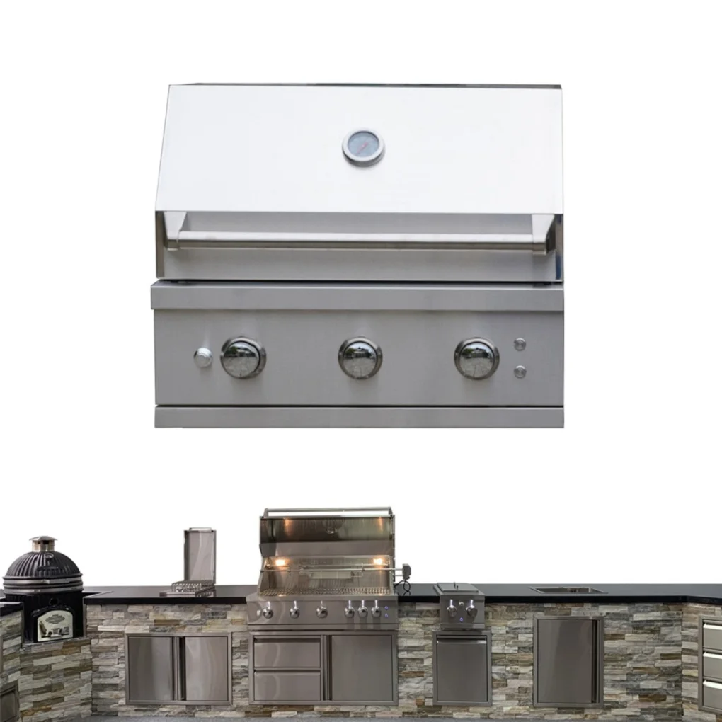 Professional Supplier 28 Inch 3 burners kitchen equipment Gas grill with LED and Rotisserie