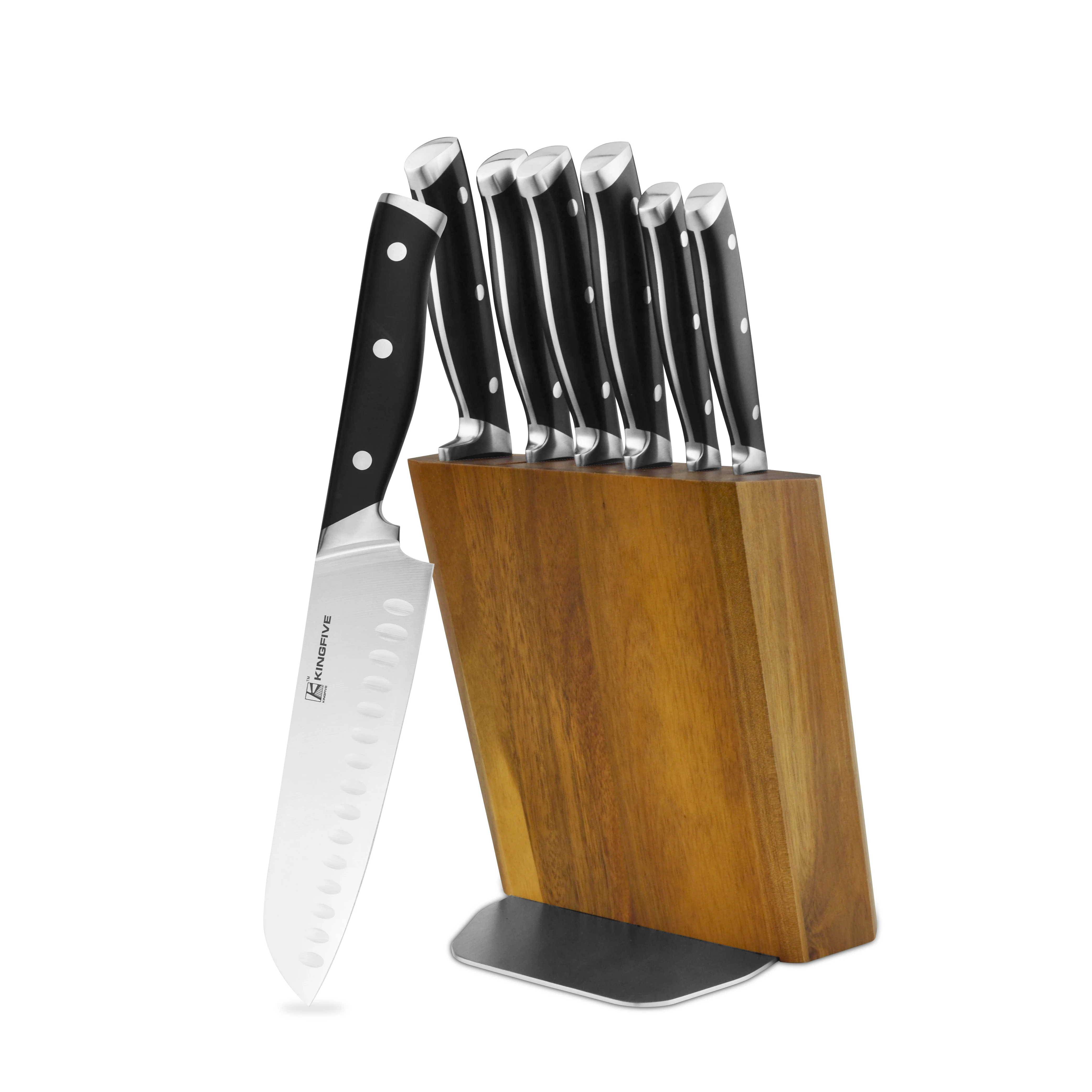 Super Sharp 7pcs Stainless Steel Chef Knife Pakka Wood Handle Kitchen Knife Set With Wooden Block