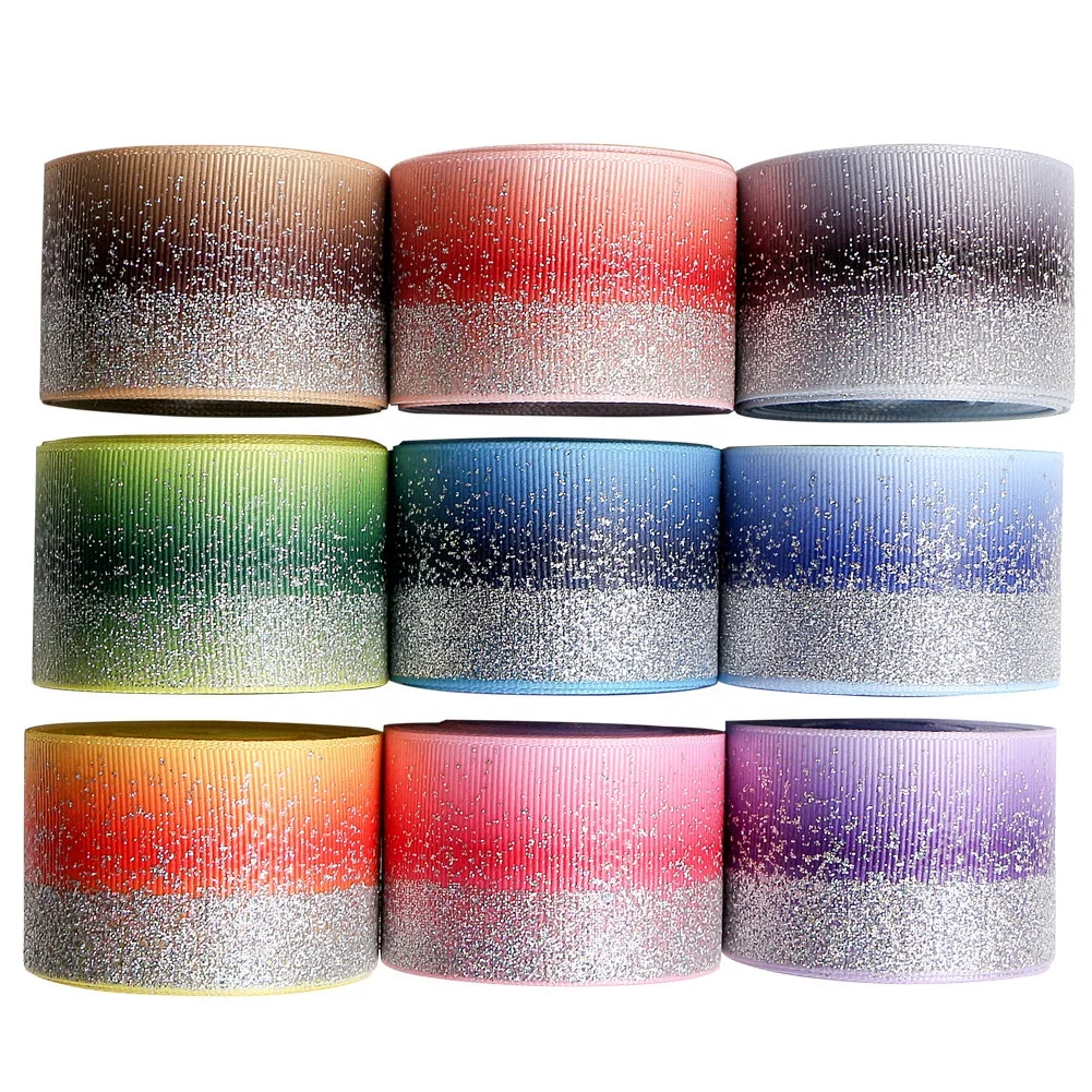 Printed Glitter Grosgrain Ribbon Glitter Metallic Ribbon